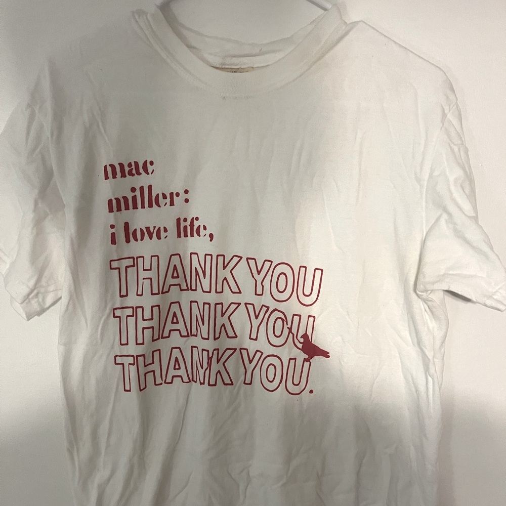 Mac Miller, “I love life thank you” album cover tshirt